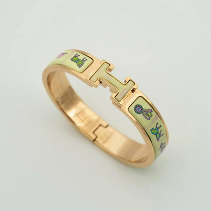 [OAKJURI Jewelry]H PINK GOLD BRACELET CREAM CERAMIC