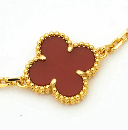 [OAKJURI Jewelry]CLOVER  5 MOTIFS CARNELIAN GOLD BRACELET