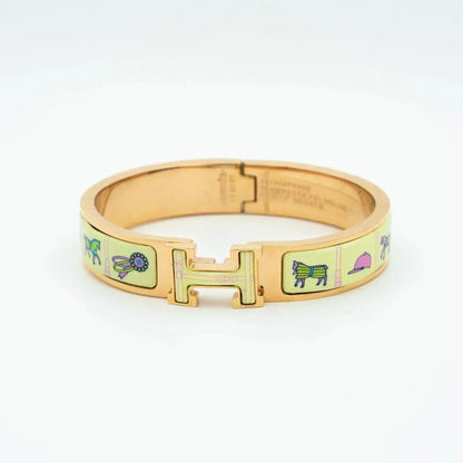 [OAKJURI Jewelry]H PINK GOLD BRACELET CREAM CERAMIC
