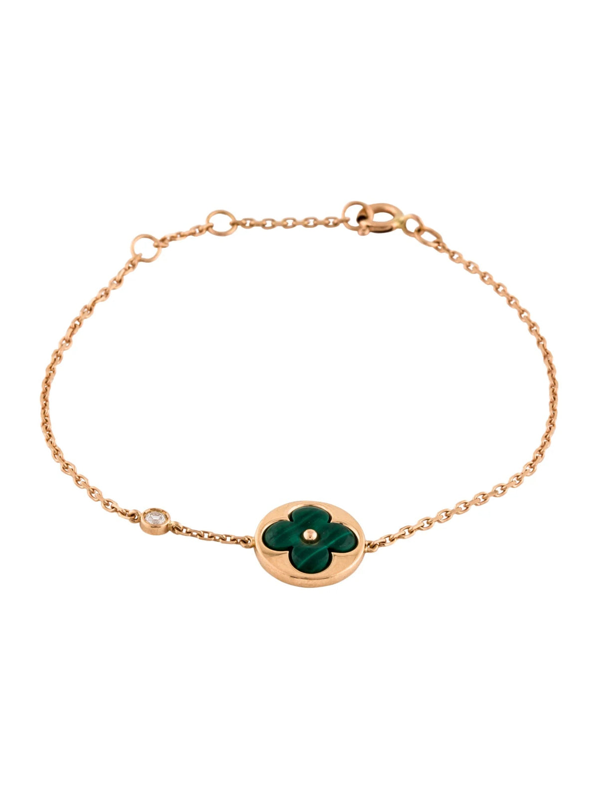 [OAKJURI Jewelry]SUN MALACHITE 1 DIAMOND PINK GOLD BRACELET