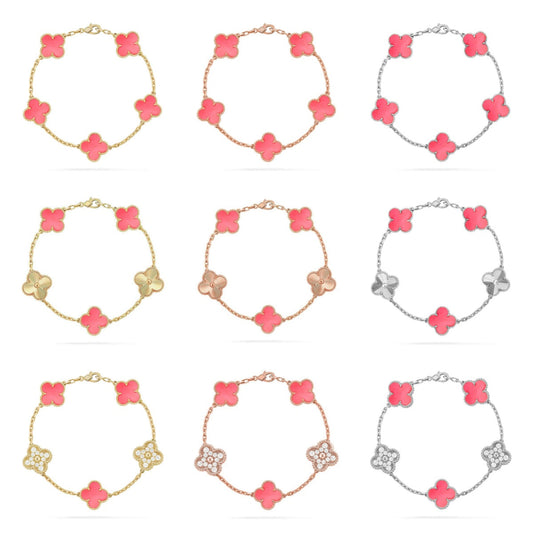 [OAKJURI Jewelry] CLOVER 5 MOTIFS  PINK MOP BRACELET COLLECTION