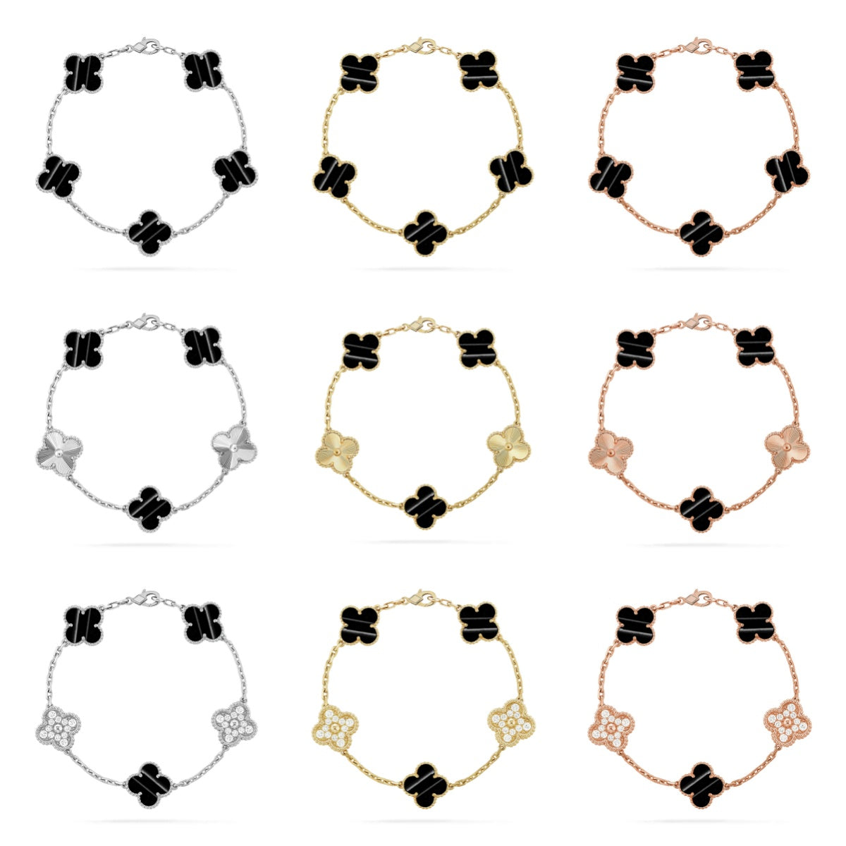 [OAKJURI Jewelry] CLOVER 5 MOTIF PULSAR STONE BRACELET COLLECTION