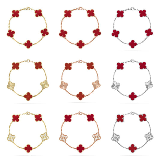 [OAKJURI Jewelry]CLOVER  5 MOTIFS CARNELIAN GOLD BRACELET