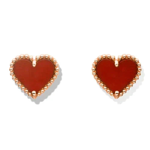 [OAKJURI Jewelry]HEART CARNELIAN STUD EARRINGS