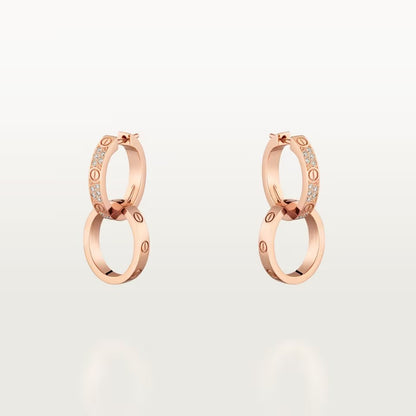 [OAKJURI Jewelry] LOVE 3.3MM DANGLE HALF DIAMOND EARRINGS