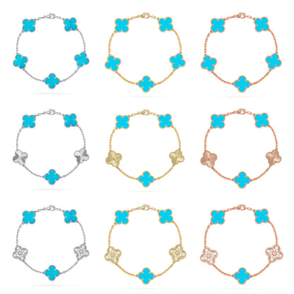 [OAKJURI Jewelry] CLOVER 5 MOTIF TURQUOISE BRACELET COLLECTION