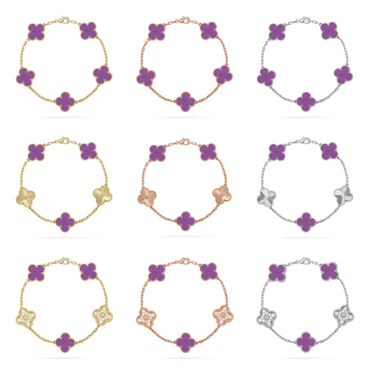 [OAKJURI Jewelry] CLOVER 5 MOTIF VIOLET BRACELET COLLECTION