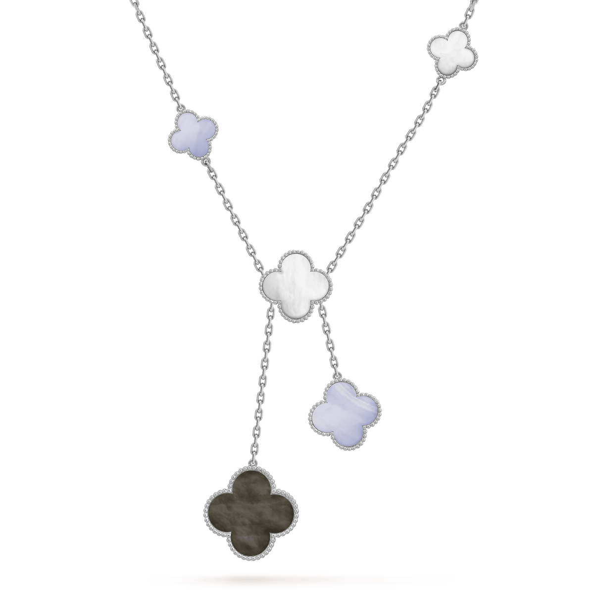 [OAKJURI Jewelry]CLOVER MOP CHALCEDONY NECKLACE SILVER 6 MOTIF