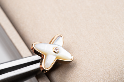 [OAKJURI Jewelry]JEUX DE WHITE MOP ROSE GOLD DIAMOND EARRINGS