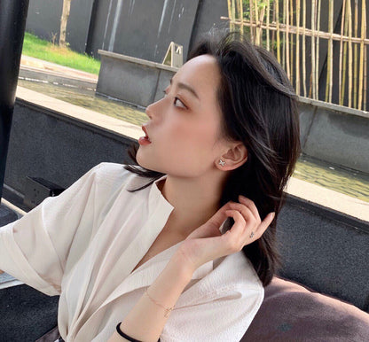 [OAKJURI Jewelry]JEUX DE WHITE MOP PINK GOLD DIAMOND EARRINGS
