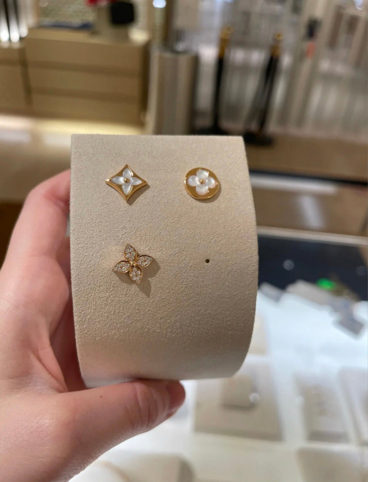 [OAKJURI Jewelry]STAR BLOSSOM STUD EARRINGS PINK GOLD DIAMONDS