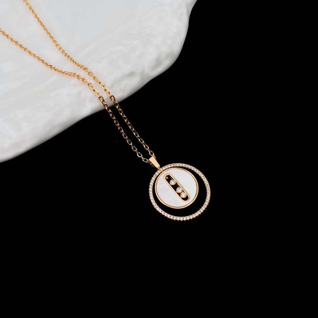 [OAKJURI Jewelry]LUCKY MOVE MM NACRE BLANCHE DIAMOND NECKLACE
