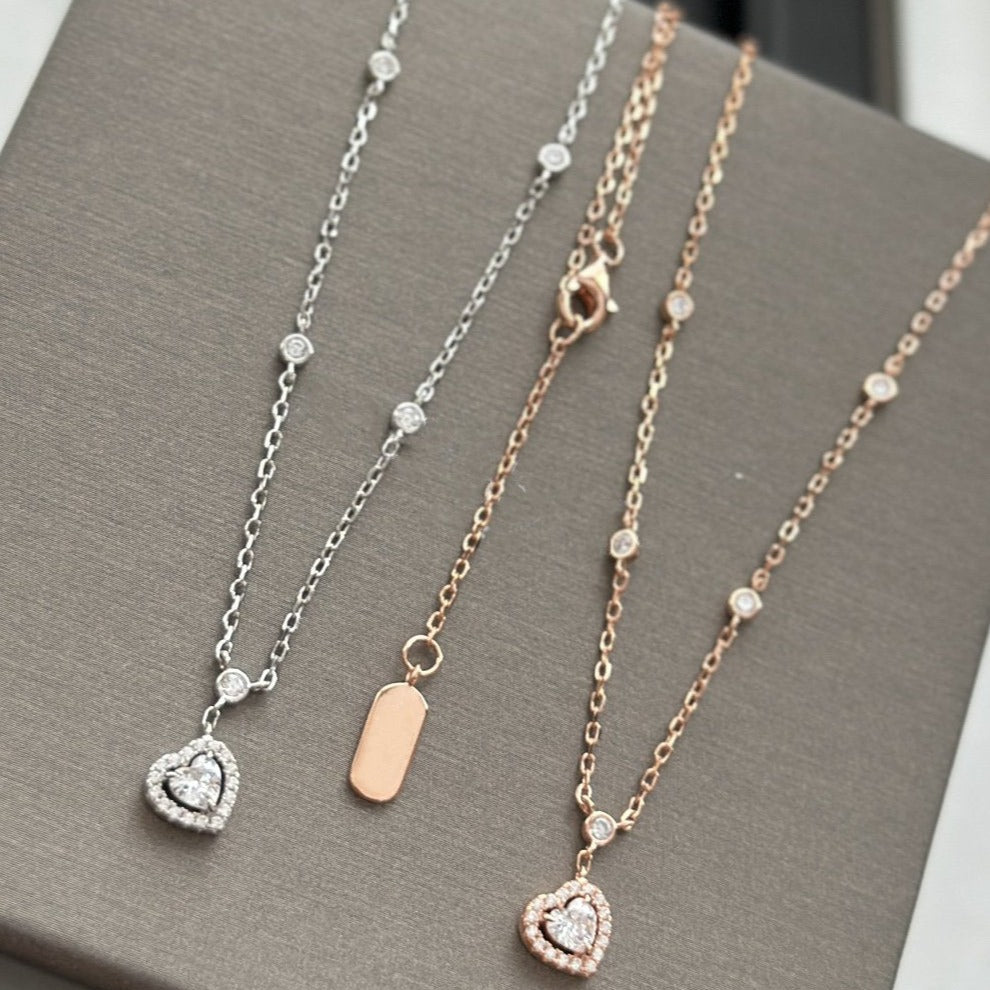 [OAKJURI Jewelry]JOY HEART DIAMOND NECKLACE