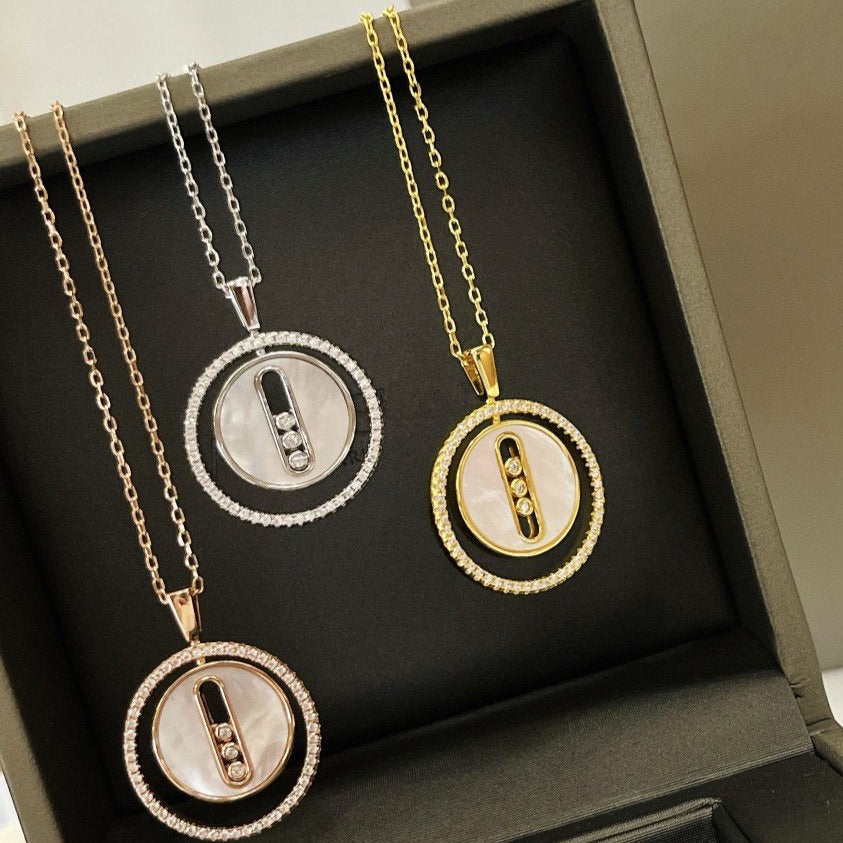 [OAKJURI Jewelry]LUCKY MOVE MM NACRE BLANCHE DIAMOND NECKLACE
