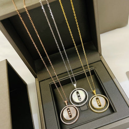 [OAKJURI Jewelry]LUCKY MOVE MM NACRE BLANCHE DIAMOND NECKLACE