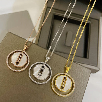[OAKJURI Jewelry]LUCKY MOVE MM NACRE BLANCHE DIAMOND NECKLACE