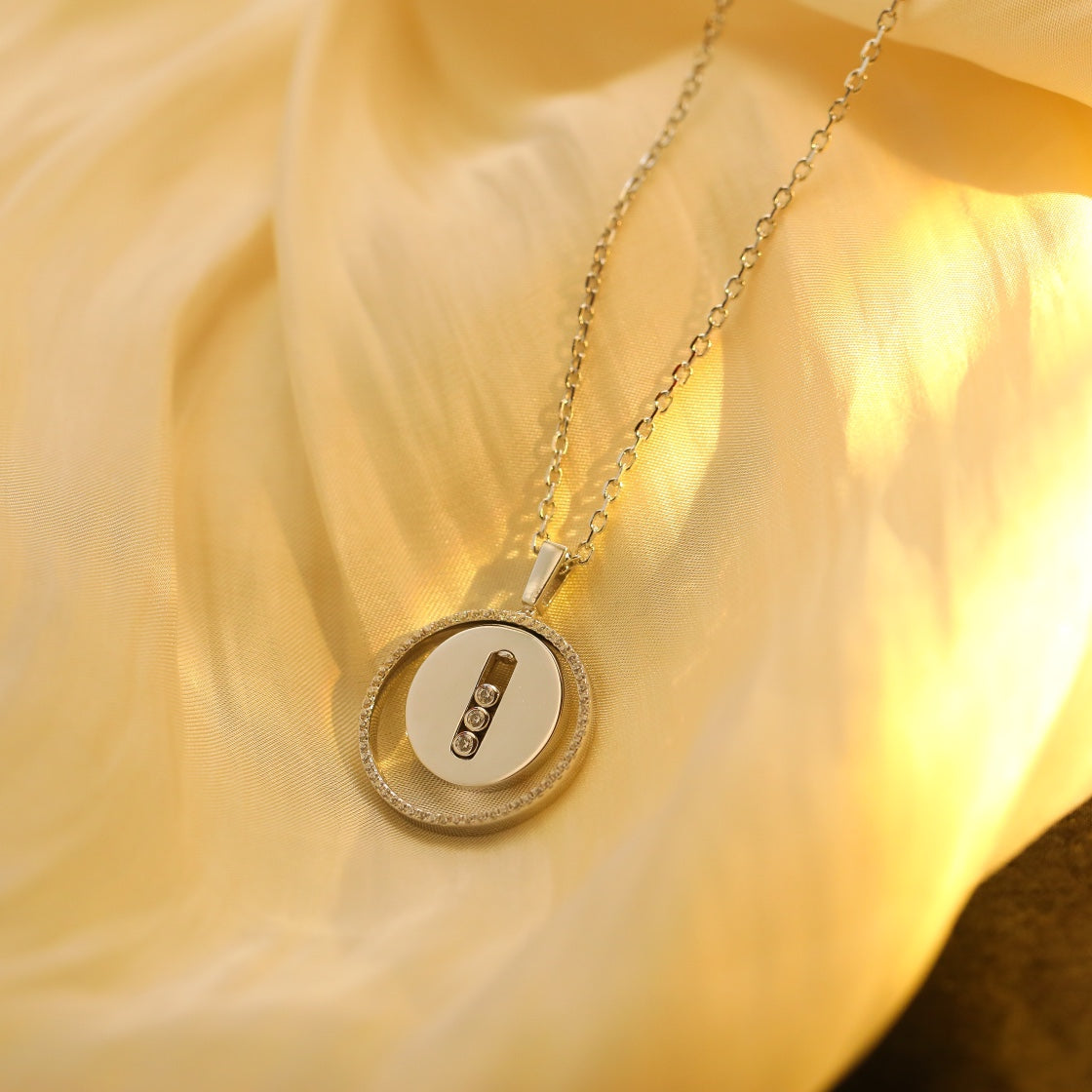 [OAKJURI Jewelry]LUCKY MOVE MM SILVER DIAMOND NECKLACE