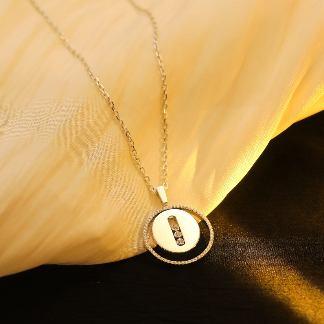 [OAKJURI Jewelry]LUCKY MOVE MM SILVER DIAMOND NECKLACE