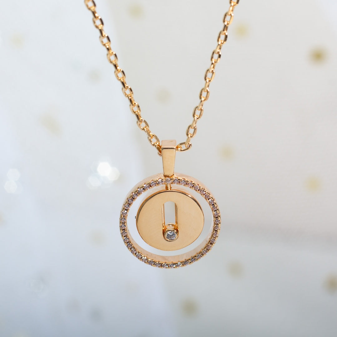 [OAKJURI Jewelry]LUCKY MOVE PM NECKLACE PINK GOLD DIAMOND