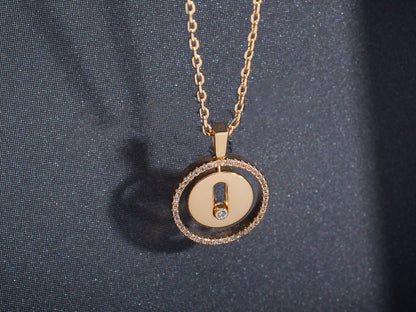 [OAKJURI Jewelry]LUCKY MOVE PM NECKLACE PINK GOLD DIAMOND