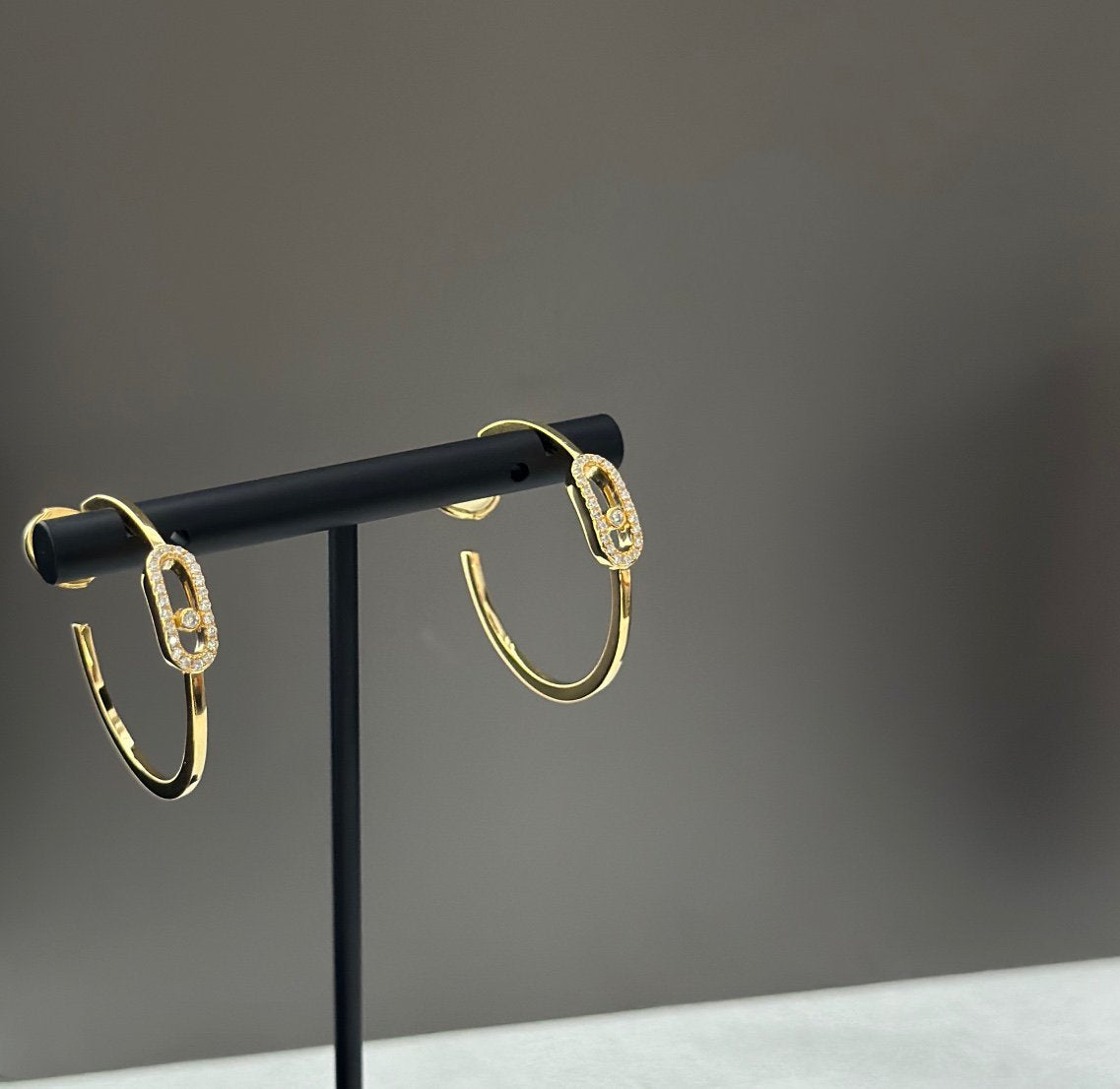 [OAKJURI Jewelry]CREOLES MOVE UNO PM DIAMOND EARRINGS
