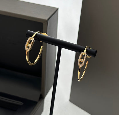 [OAKJURI Jewelry]CREOLES MOVE UNO PM DIAMOND EARRINGS