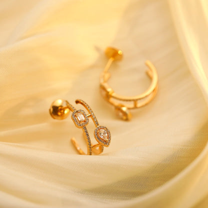 [OAKJURI Jewelry]CREOLES MY TWIN 2 RANGS SILVER DIAMOND EARRINGS