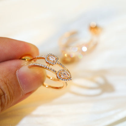 [OAKJURI Jewelry]CREOLES MY TWIN 2 RANGS SILVER DIAMOND EARRINGS