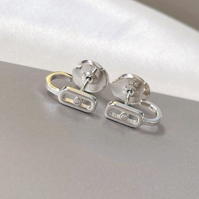 [OAKJURI Jewelry]CREOLES MOVE UNO MINI 1 DIAMOND EARRINGS