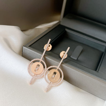 [OAKJURI Jewelry]LUCKY MOVE ARROW PINK GOLD DIAMOND EARRINGS