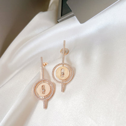 [OAKJURI Jewelry]LUCKY MOVE ARROW PINK GOLD DIAMOND EARRINGS