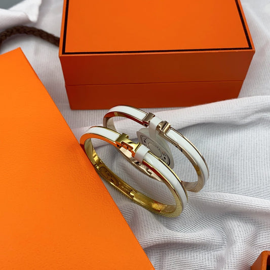 [OAKJURI Jewelry]CLASSIC HM CLIC WHITE 8MM ENAMEL BRACELET