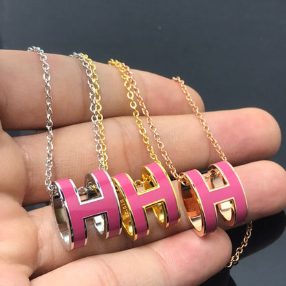 [OAKJURI Jewelry]H NECKLACE PINK