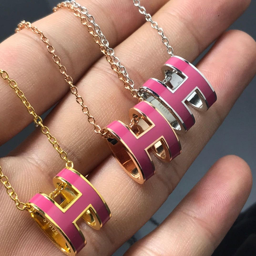 [OAKJURI Jewelry]H NECKLACE PINK