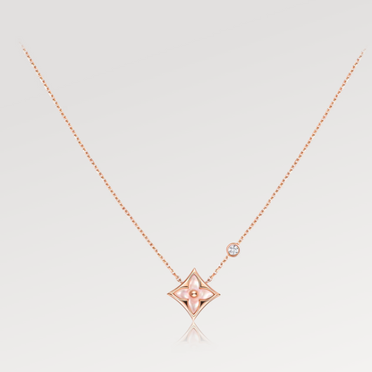 [OAKJURI Jewelry]STAR PINK MOP 1 DIAMOND PINK GOLD NECKLACE
