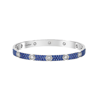 [OAKJURI Jewelry]Pave Gemstone Love &Force Large Horseshoe Diamond Duo Bracelet Stack Set