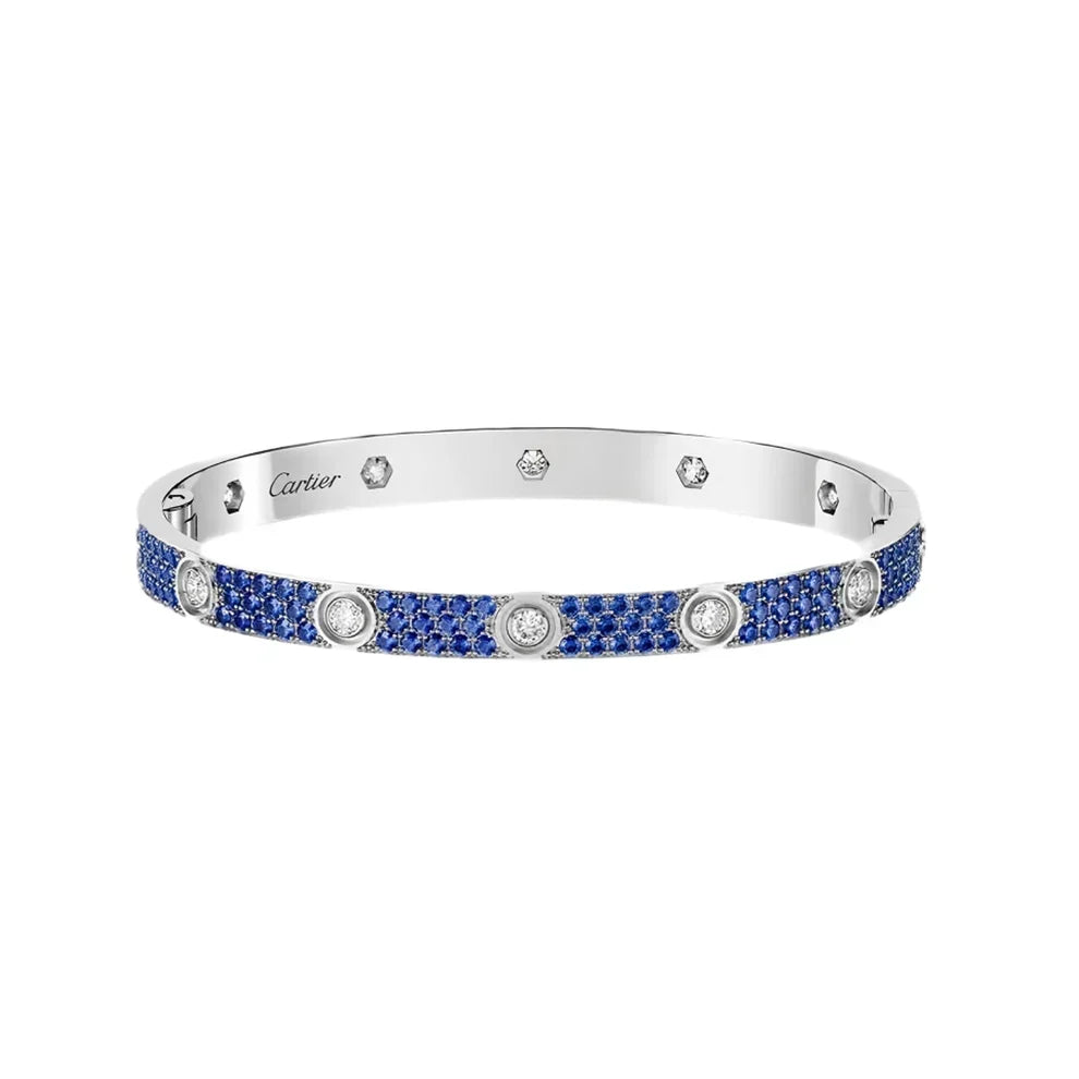[OAKJURI Jewelry]Pave Gemstone Love &Force Large Horseshoe Diamond Duo Bracelet Stack Set