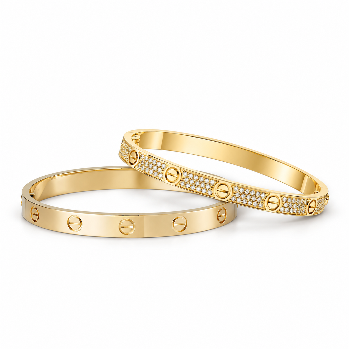 [OAKJURI Jewelry] LOVE  Classic & Diamond-Paved Bracelet Stack Set