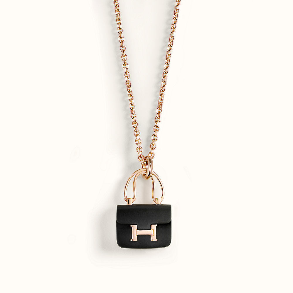 [OAKJURI Jewelry]CONSTANCE BLACK PEDANT PINK GOLD NECKLACE