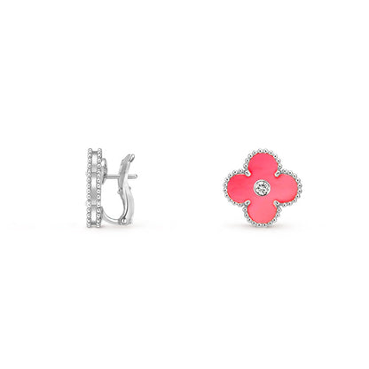 [OAKJURI Jewelry]CLOVER SILVER 15MM MOP DIAMOND EARRINGS COLLECTION
