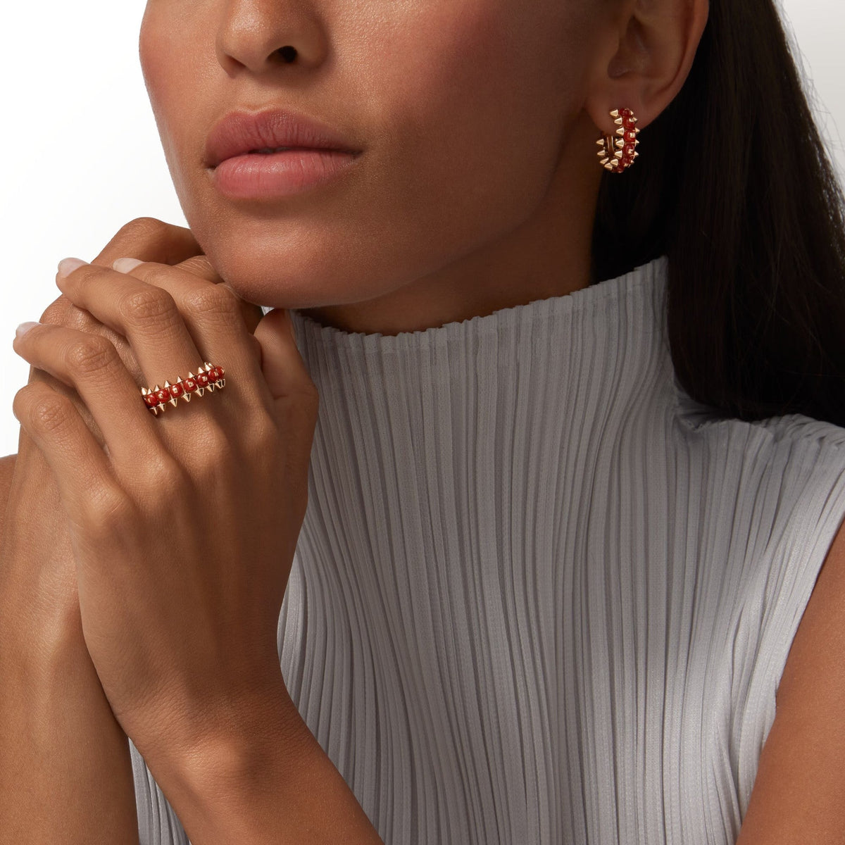 [OAKJURI Jewelry] CLASH 7.9MM AGATE CHALCEDONY EARRINGS