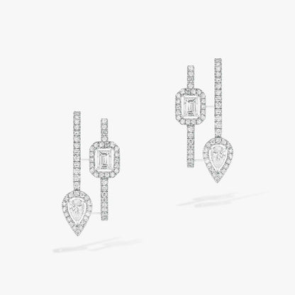 [OAKJURI Jewelry]CREOLES MY TWIN 2 RANGS SILVER DIAMOND EARRINGS