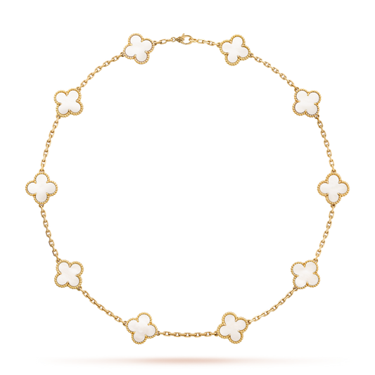 [OAKJURI Jewelry]CLOVER 10 MOTIFS WHITE MOTHER OF PEARL NECKLACE