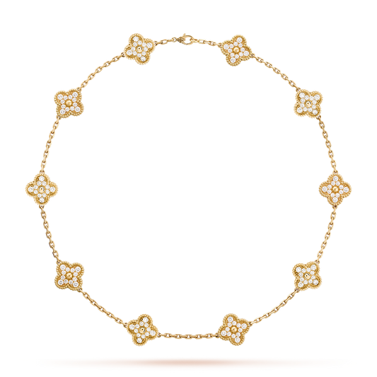 [OAKJURI Jewelry]CLOVER 10 MOTIFS DIAMOND NECKLACE