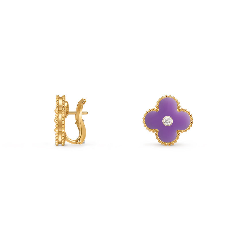 [OAKJURI Jewelry]CLOVER 15MM MOP DIAMOND EARRINGS COLLECTION