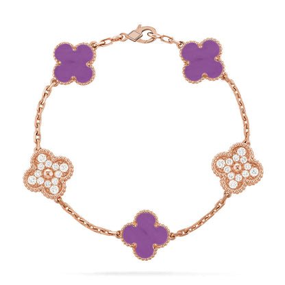 [OAKJURI Jewelry] CLOVER 5 MOTIF VIOLET BRACELET COLLECTION