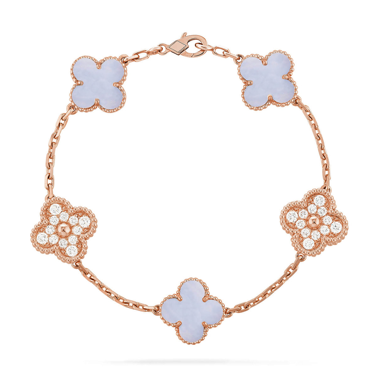 [OAKJURI Jewelry] CLOVER 5 MOTIF PURPLE CHALCEDONY BRACELET COLLECTION