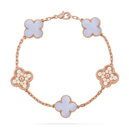 [OAKJURI Jewelry] CLOVER 5 MOTIF PURPLE CHALCEDONY BRACELET COLLECTION