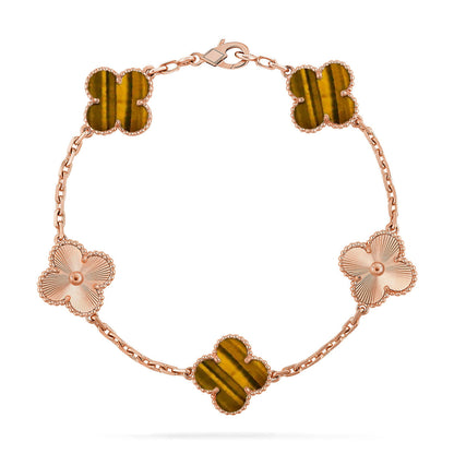 [OAKJURI Jewelry] CLOVER 5 MOTIFS TIGER EYE BRACELET COLLECTION