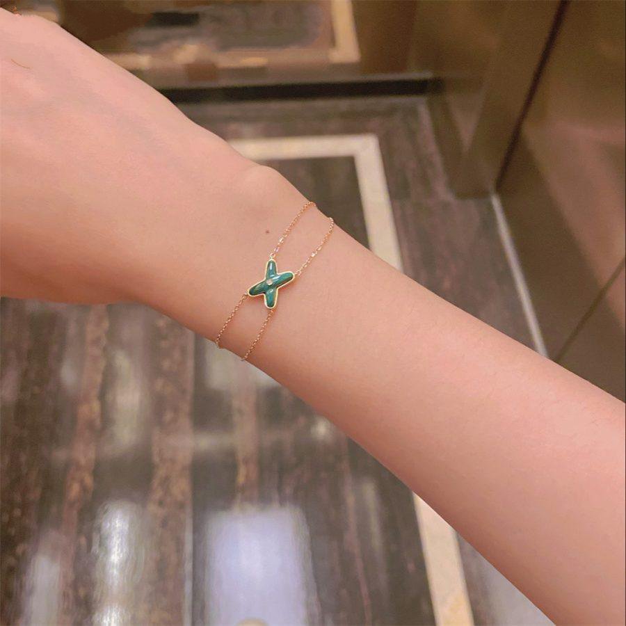 [OAKJURI Jewelry]JEUX BRACELET MALACHITE PINK GOLD 1 DIAMOND